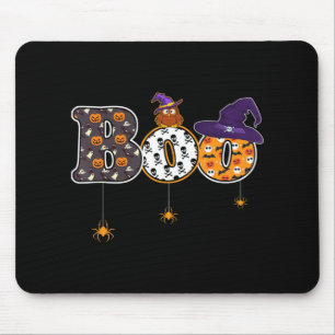 Halloween Boo Owl With Witch Hat Spider Halloween Mouse Pad