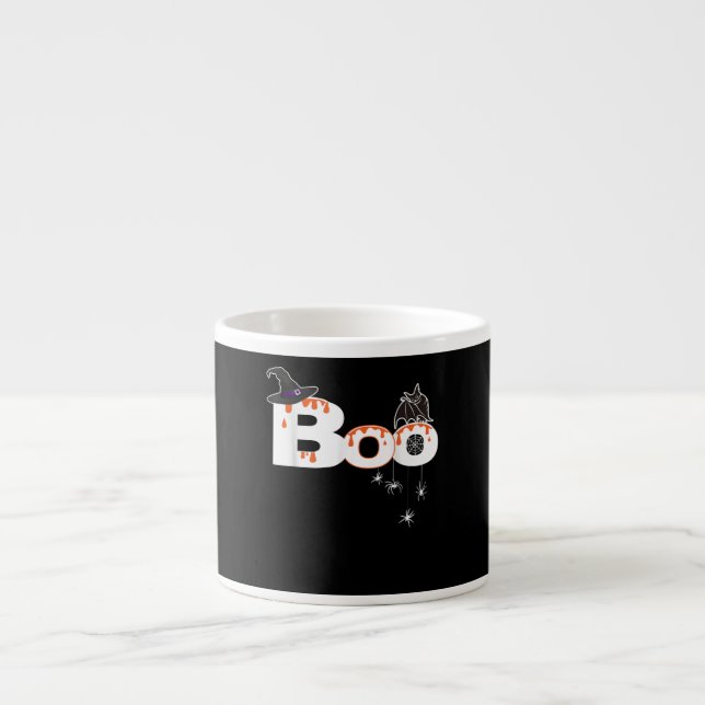 Halloween Boo Owl With Witch Hat Spider Kids Girls Espresso Cup (Front)