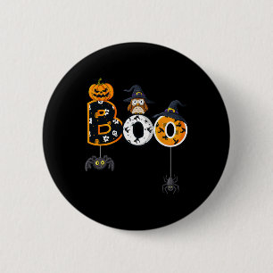 Halloween Boo Owl With Witch Hat Spiders Boys Girl 6 Cm Round Badge