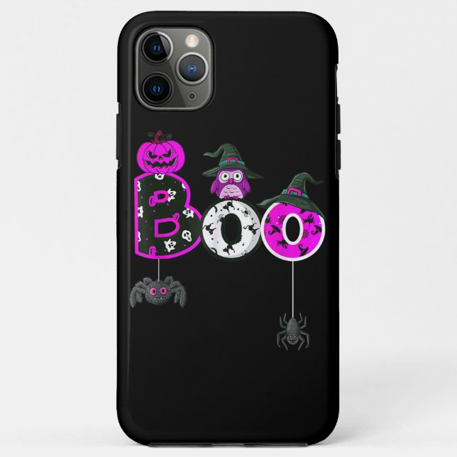 Halloween Boo Owl With Witch Hat Spiders Boys Girl Case-Mate iPhone Case (Back)