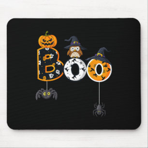 Halloween Boo Owl With Witch Hat Spiders Boys Girl Mouse Pad