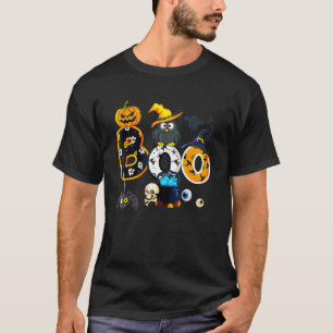 Halloween Boo Owl With Witch Hat Spiders Boys Girl T-Shirt
