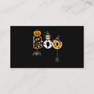Halloween Boo Owl With Witch Hat Spiders Business Card