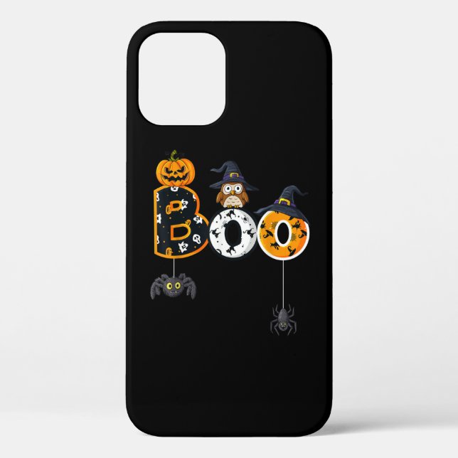 Halloween Boo Owl With Witch Hat Spiders Case-Mate iPhone Case (Back)