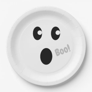 Halloween Boo Party Cute Ghost Face Paper Plate