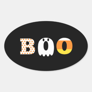 Halloween, boo, patterned, festive oval sticker