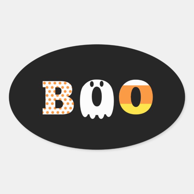 Halloween, boo, patterned, festive oval sticker (Front)