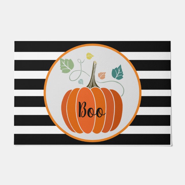 Halloween "Boo" Pumpkin Doormat (Front)