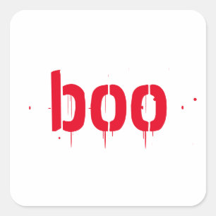 Halloween boo red bloody scary square sticker