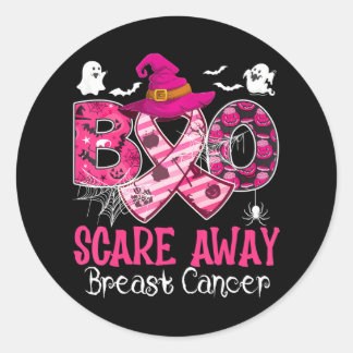Halloween Boo Scare Away Breast Cancer Classic Round Sticker