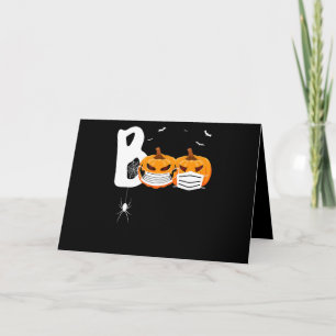 Halloween Boo Scary Pumpkins Wearing Mask Spider Card