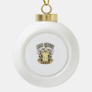 Halloween Boo Sheet Lover Ghost Moon Ceramic Ball Christmas Ornament