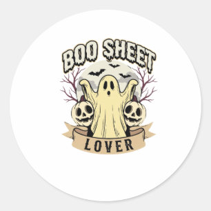 Halloween Boo Sheet Lover Ghost Moon Classic Round Sticker