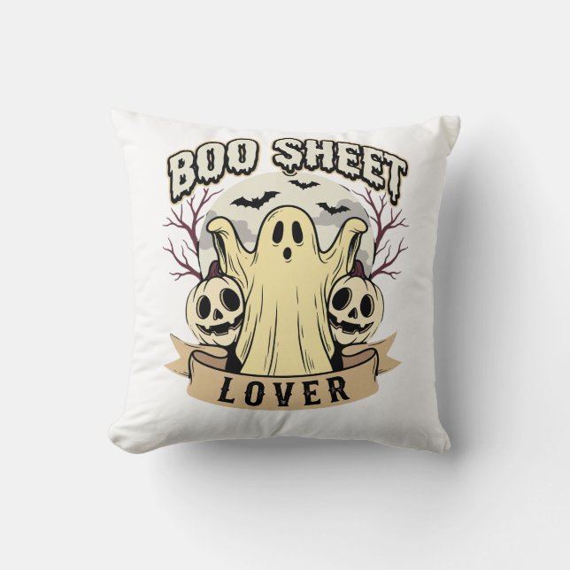 Halloween Boo Sheet Lover Ghost Moon Cushion (Front)