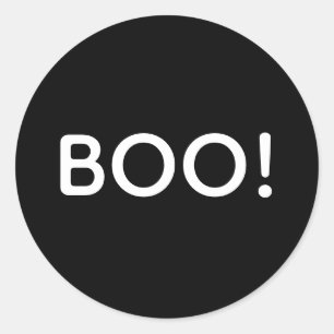 Halloween BOO! Simple Typography Gift Treat Bag Classic Round Sticker