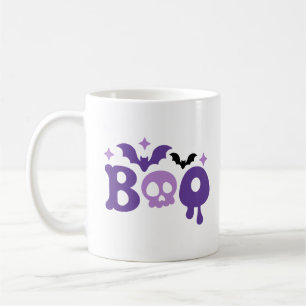 Halloween Boo Skull Bats Modern Typography Tri-Ble Coffee Mug