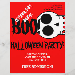 Halloween Boo Skull Party Announcement Flyer