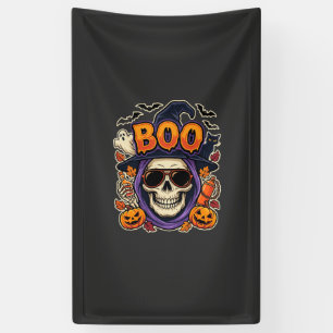 Halloween Boo Skull Sunglasses Vector Banner
