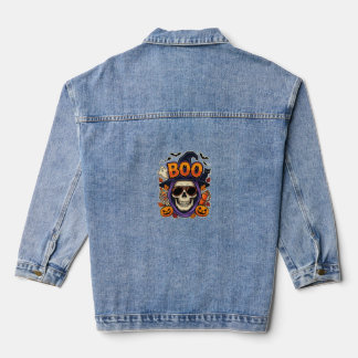 Halloween Boo Skull Sunglasses Vector Denim Jacket