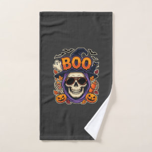 Halloween Boo Skull Sunglasses Vector Hand Towel