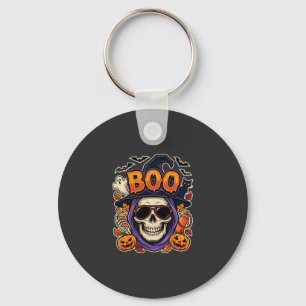 Halloween Boo Skull Sunglasses Vector Key Ring
