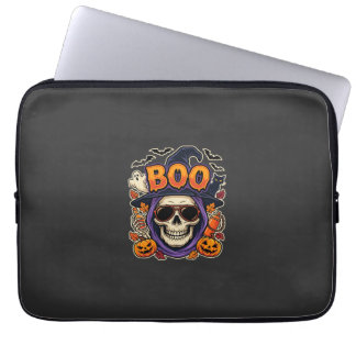 Halloween Boo Skull Sunglasses Vector Laptop Sleeve