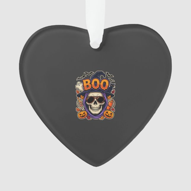Halloween Boo Skull Sunglasses Vector Ornament (Front)