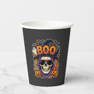 Halloween Boo Skull Sunglasses Vector Paper Cups