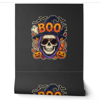 Halloween Boo Skull Sunglasses Vector Wallpaper