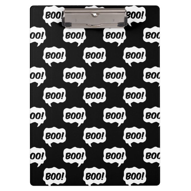 Halloween Boo Speech Bubble Pattern Clipboard (Front)