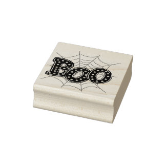 Halloween "Boo" Spider Web Rubber Stamp