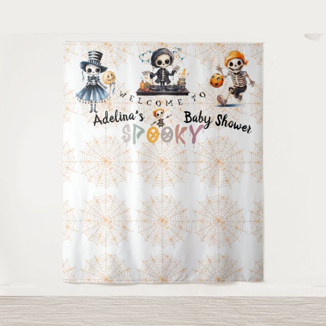 Halloween Boo Spooky Skeletons Costume Baby Shower Tapestry (Front)