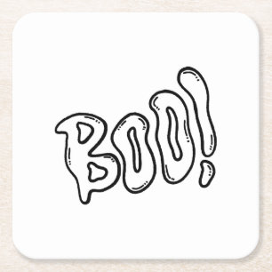 Halloween Boo! Square Paper Coaster