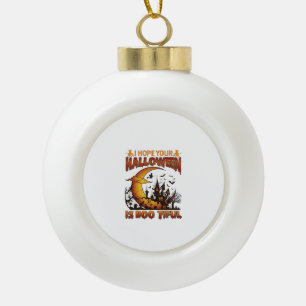 Halloween Boo Tiful Haunted House Crescent Moon Ba Ceramic Ball Christmas Ornament