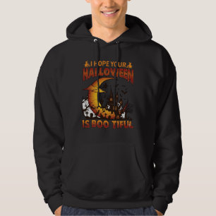 Halloween Boo Tiful Haunted House Crescent Moon Ba Hoodie