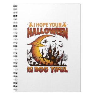 Halloween Boo Tiful Haunted House Crescent Moon Ba Notebook