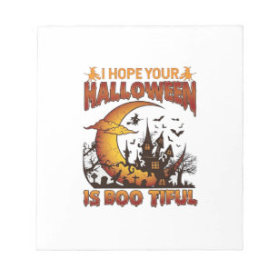 Halloween Boo Tiful Haunted House Crescent Moon Ba Notepad
