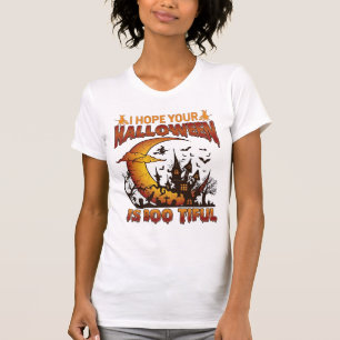 Halloween Boo Tiful Haunted House Crescent Moon Ba T-Shirt