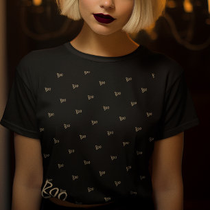 Halloween boo typography black gold T-Shirt