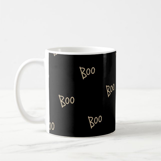 Halloween boo typography pattern coffee mug (Left)