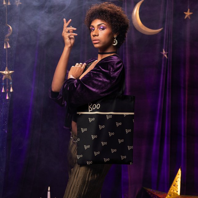 Halloween boo typography tote bag (Creator Uploaded)