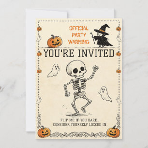 Halloween Boo Vintage Skeleton Party Invitation