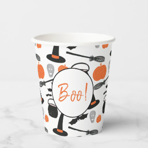 Halloween Boo Witch Pumpkin Bat Broomstick Paper Cups