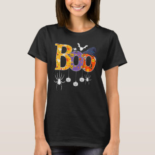 Halloween Boo With Spiders And Witch Hat Boys Girl T-Shirt