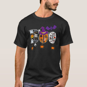 Halloween Boo With Spiders And Witch Hat Ghosts Ki T-Shirt