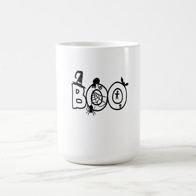 Halloween Boo with Witches Hat Black Cat Spider Magic Mug (Center)