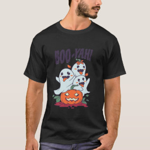 Halloween Boo Yah Funny Ghost Jack o Lantern Pumpk T-Shirt