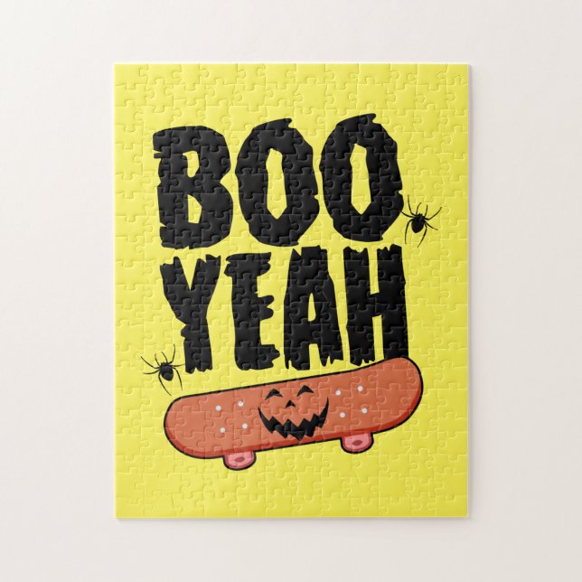 Halloween Boo Yeah Skateboard Birthday Jigsaw Puzzle (Vertical)
