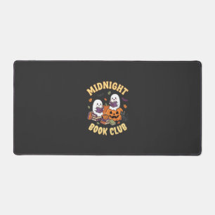 Halloween Book Club Ghost Reading Pumpkin Design_1 Desk Mat