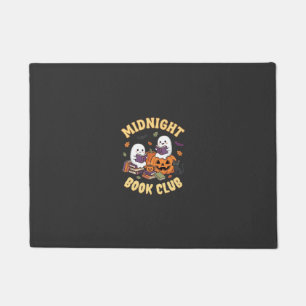 Halloween Book Club Ghost Reading Pumpkin Design_1 Doormat